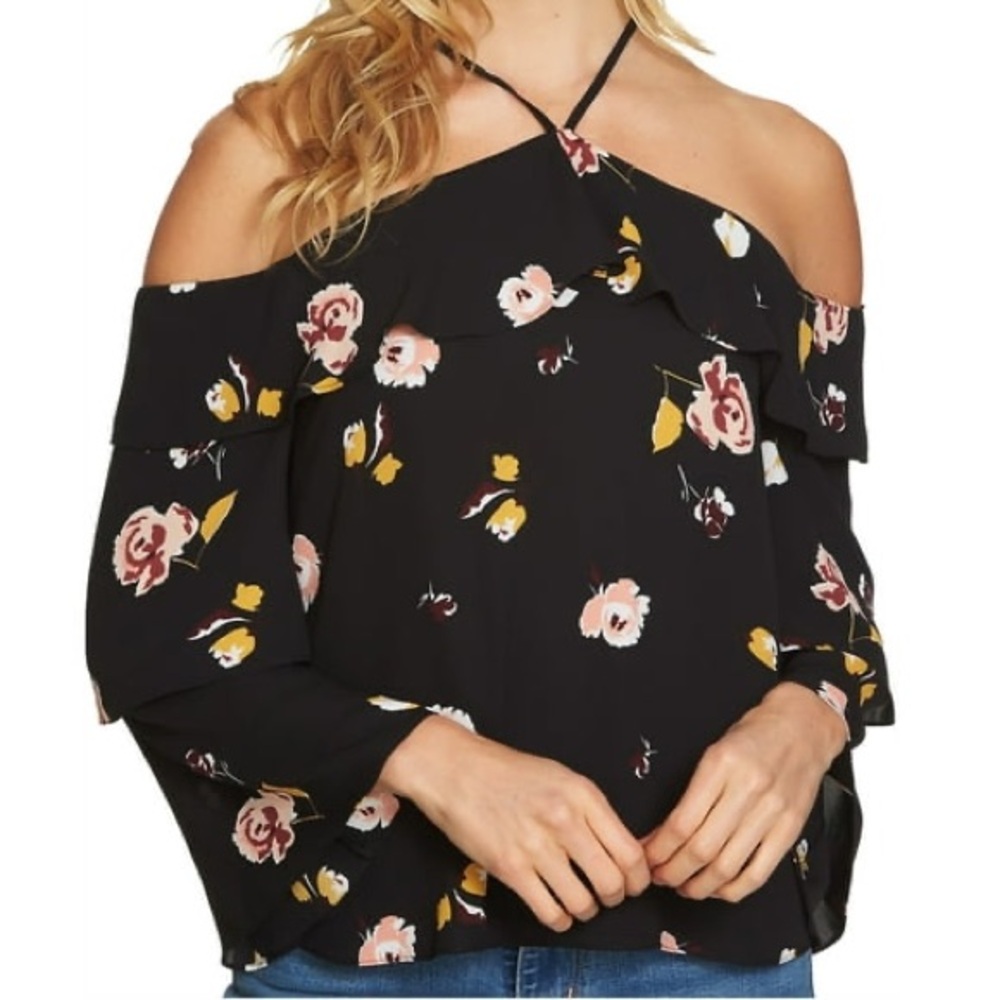 1. State Black Floral Off-Shoulder Blouse